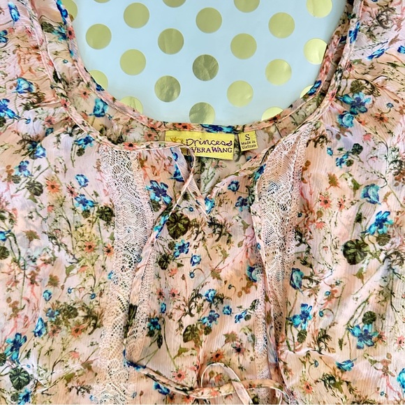 Princess Vera Wang Ruffled 3/4 Sleeve Blouse in Orange and Pink - Picture 2 of 2